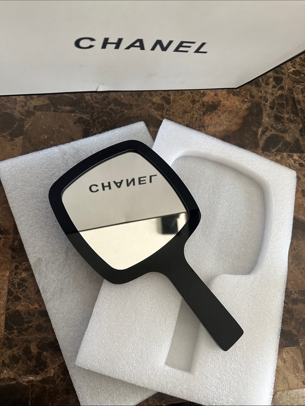 CHANEL Black Handheld Vanity Mirror
